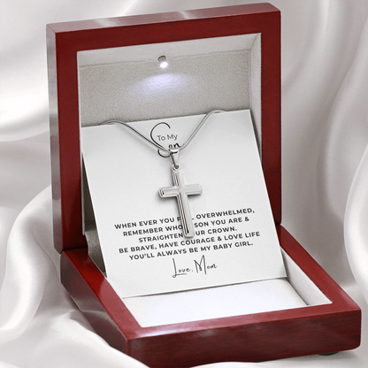 To My Son Artisan Cross Necklace with Snake Chain