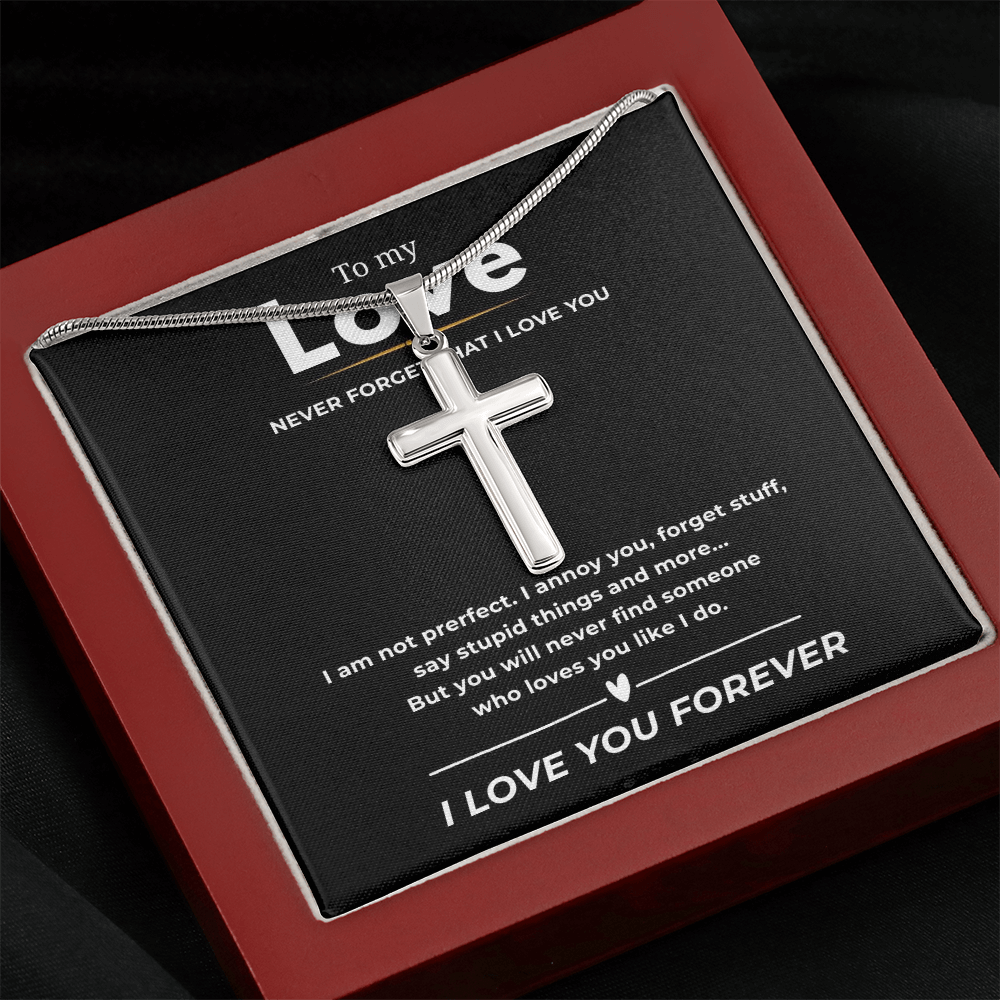 To My Love Artisan Cross Necklace with Snake Chain