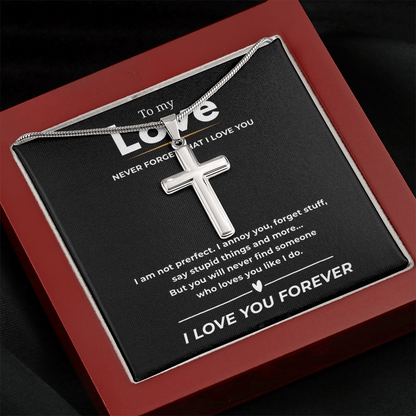 To My Love Artisan Cross Necklace with Snake Chain