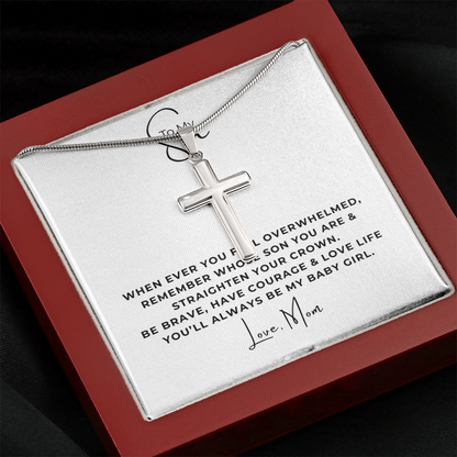 To My Son Artisan Cross Necklace with Snake Chain