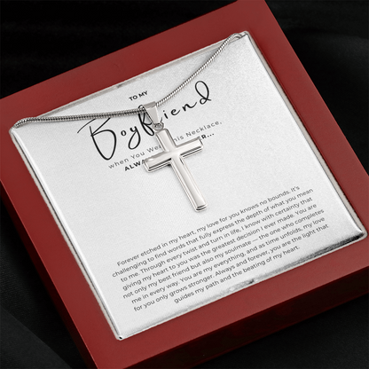 To My Boyfriend Cross Necklace with Snake Chain