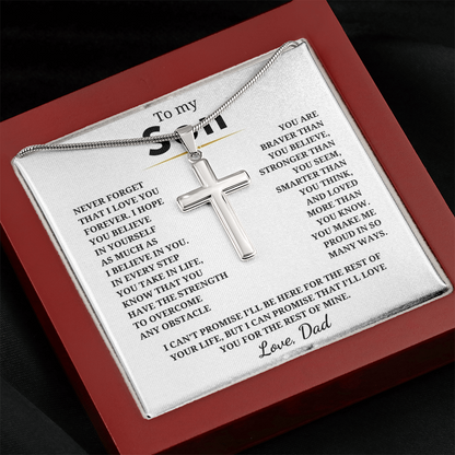 To My Son Artisan Cross Necklace with Snake Chain