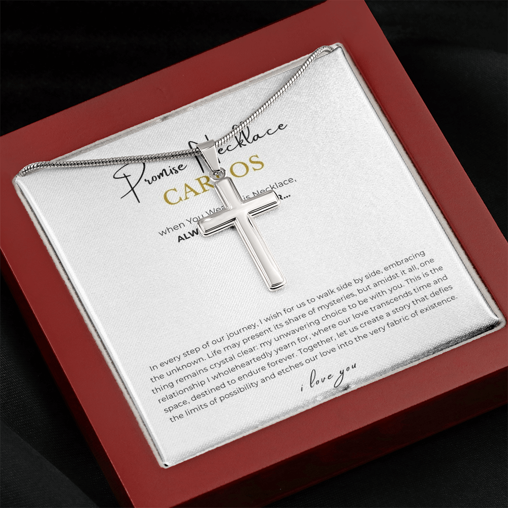 Prosonalized Promise Cross Necklace with Snake Chain
