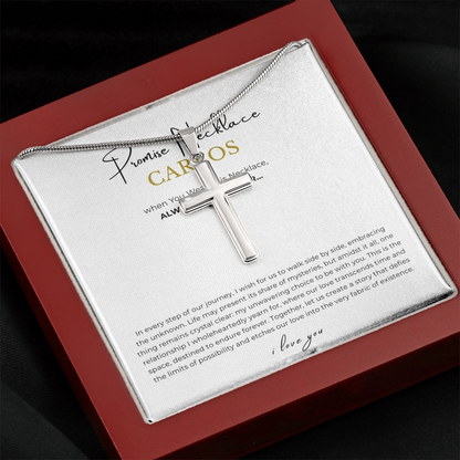 Prosonalized Promise Cross Necklace with Snake Chain