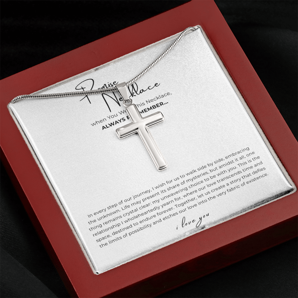 Promise Cross Necklace with Snake Chain
