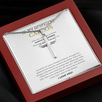 Prosonalized Promise Cross Necklace with Snake Chain