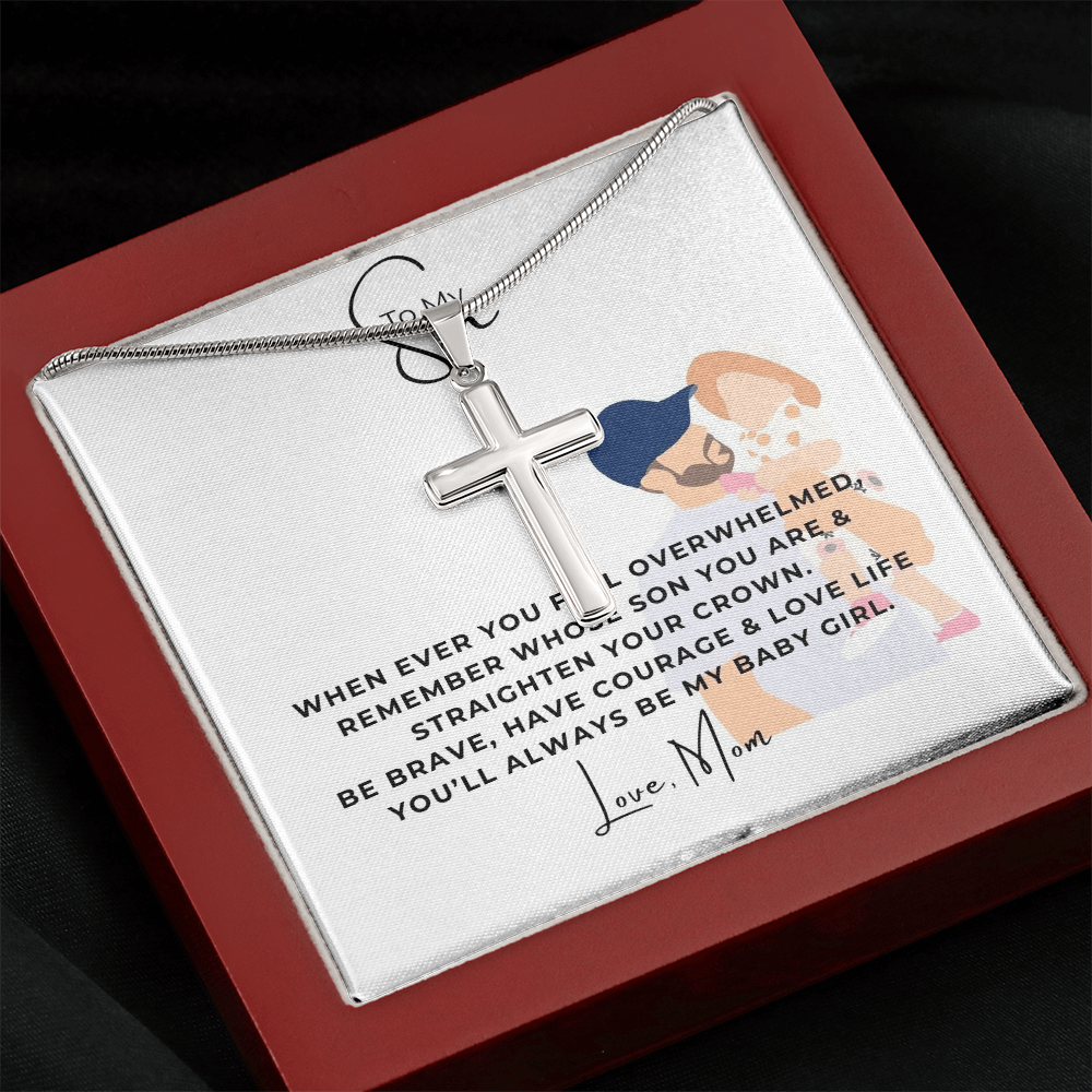 To My Son Artisan Cross Necklace with Snake Chain