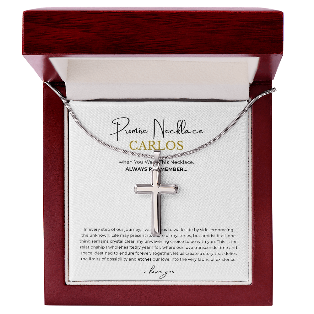 Prosonalized Promise Cross Necklace with Snake Chain