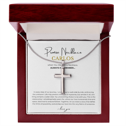 Prosonalized Promise Cross Necklace with Snake Chain