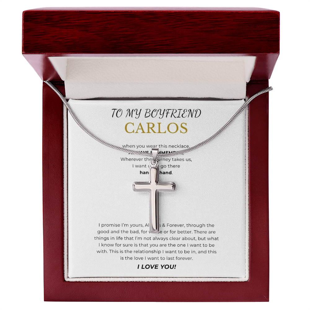 Prosonalized Promise Cross Necklace with Snake Chain