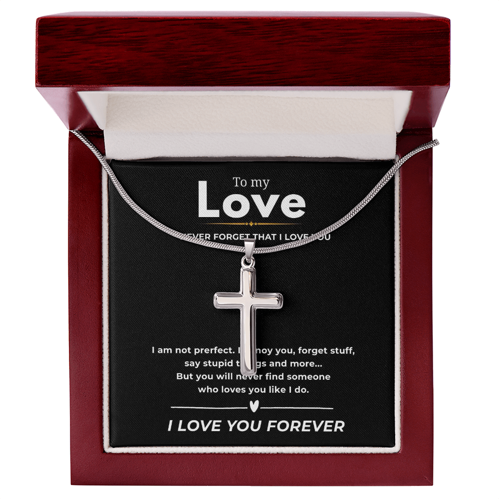 To My Love Artisan Cross Necklace with Snake Chain