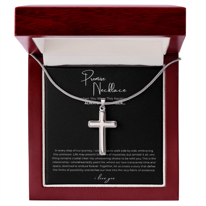 Promise Cross Necklace with Snake Chain
