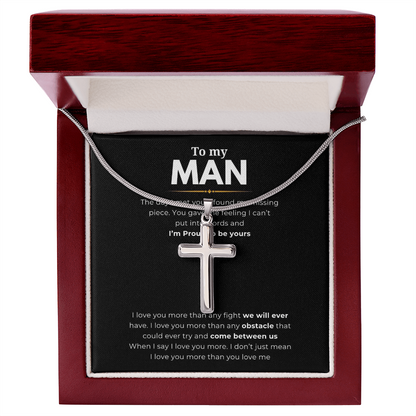 To My Man Artisan Cross Necklace with Snake Chain