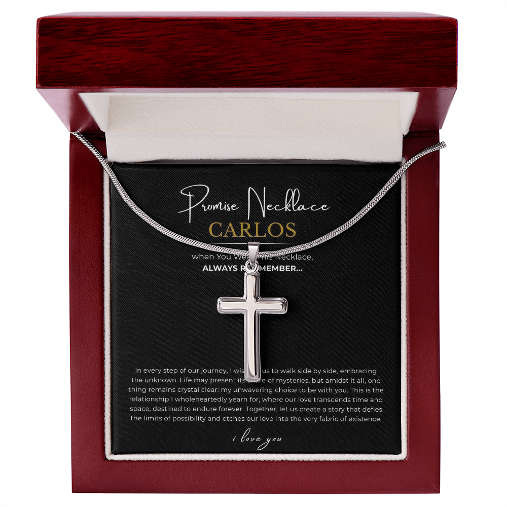 Prosonalized Promise Cross Necklace with Snake Chain