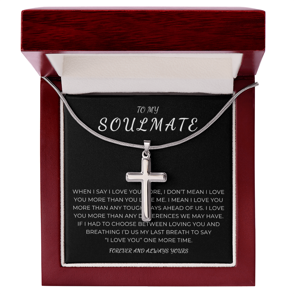 To My Soulmate Cross Necklace with Snake Chain