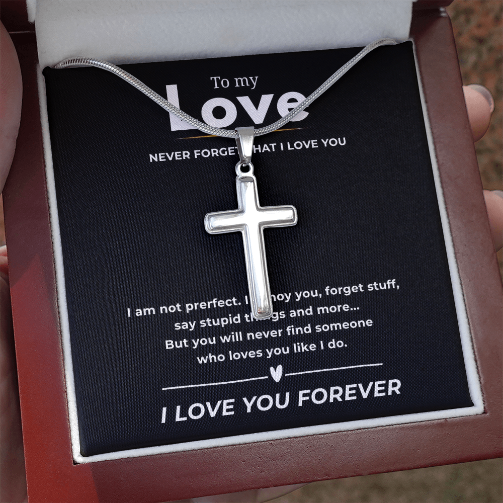 To My Love Artisan Cross Necklace with Snake Chain