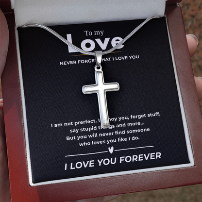 To My Love Artisan Cross Necklace with Snake Chain