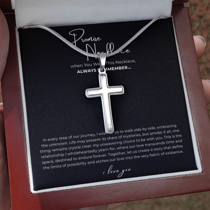 Promise Cross Necklace with Snake Chain