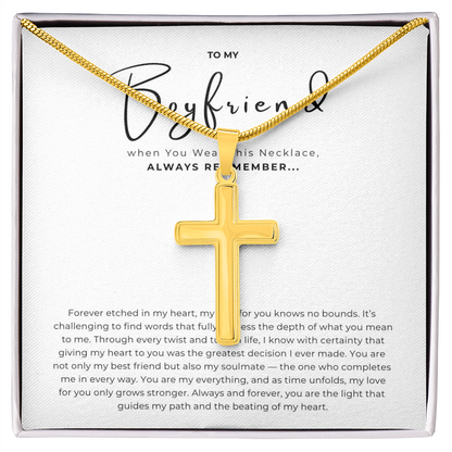 To My Boyfriend Cross Necklace with Snake Chain