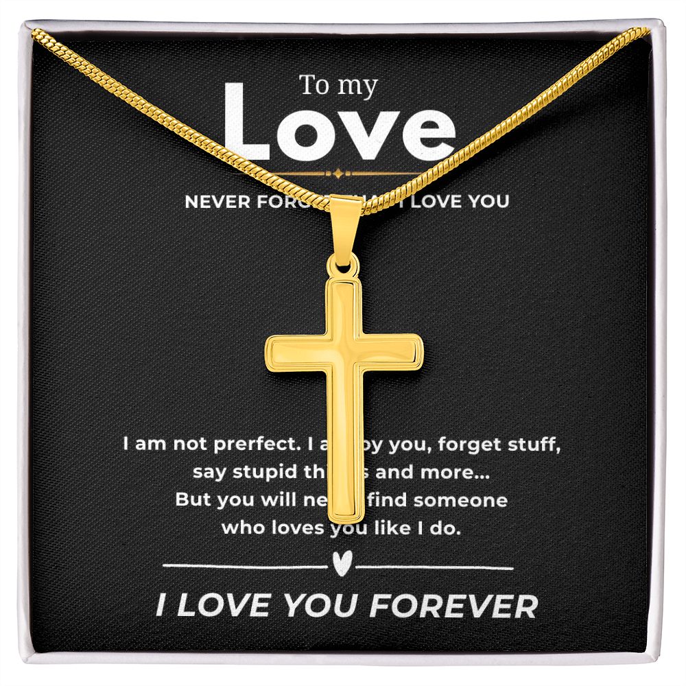 To My Love Artisan Cross Necklace with Snake Chain