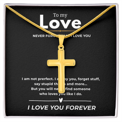 To My Love Artisan Cross Necklace with Snake Chain
