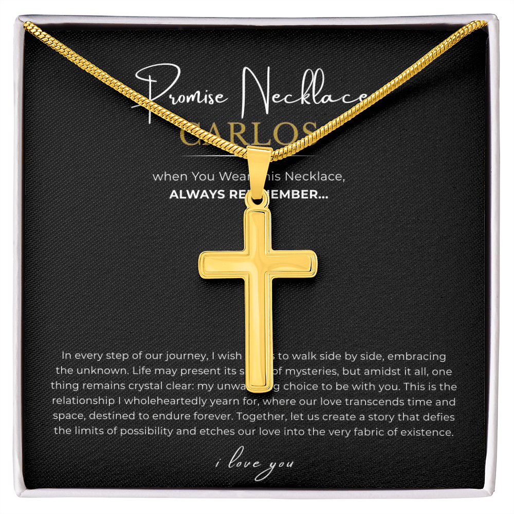 Prosonalized Promise Cross Necklace with Snake Chain