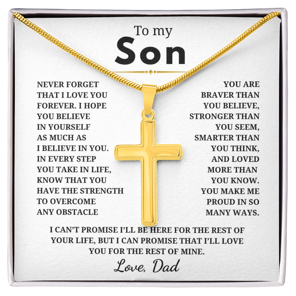 To My Son Artisan Cross Necklace with Snake Chain