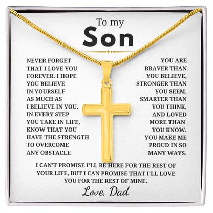 To My Son Artisan Cross Necklace with Snake Chain