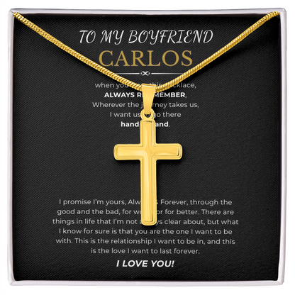 Prosonalized Promise Cross Necklace with Snake Chain