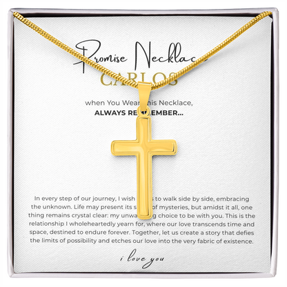 Prosonalized Promise Cross Necklace with Snake Chain