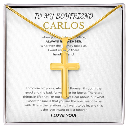 Prosonalized Promise Cross Necklace with Snake Chain