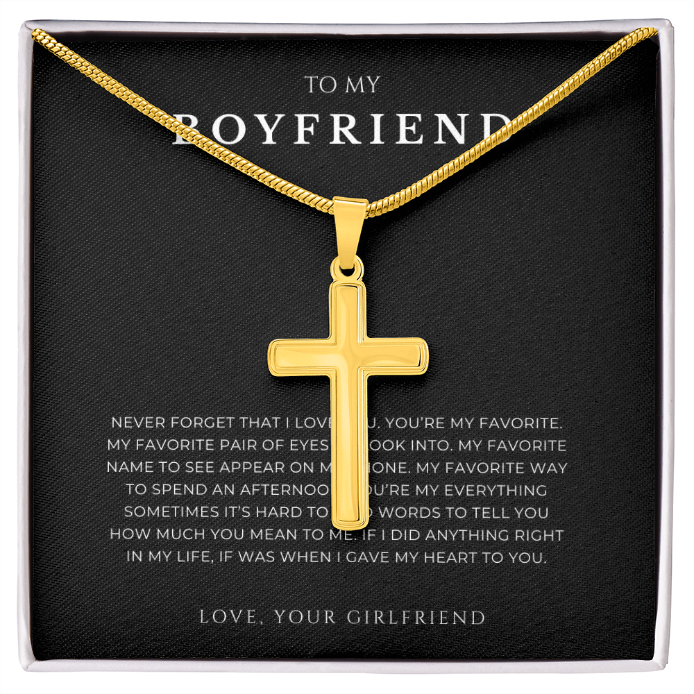 To My Boyfriend Cross Necklace with Snake Chain