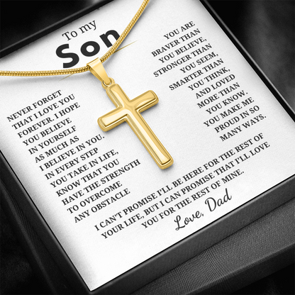 To My Son Artisan Cross Necklace with Snake Chain