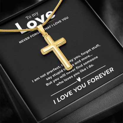 To My Love Artisan Cross Necklace with Snake Chain