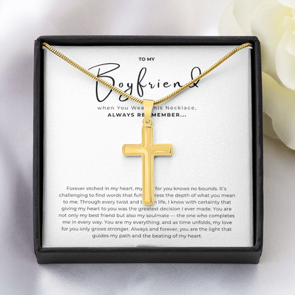 To My Boyfriend Cross Necklace with Snake Chain