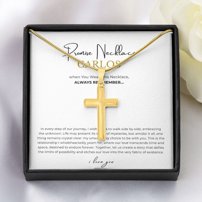 Prosonalized Promise Cross Necklace with Snake Chain