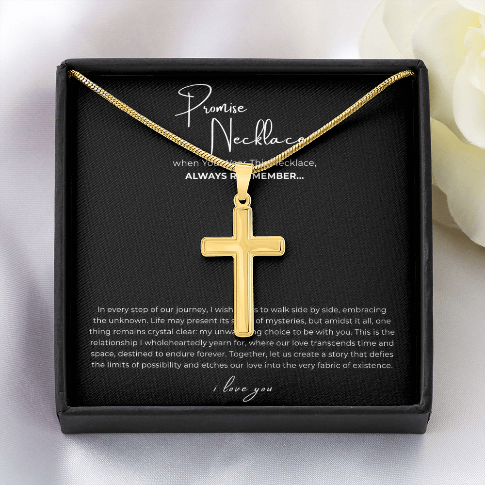 Promise Cross Necklace with Snake Chain