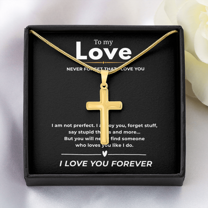 To My Love Artisan Cross Necklace with Snake Chain