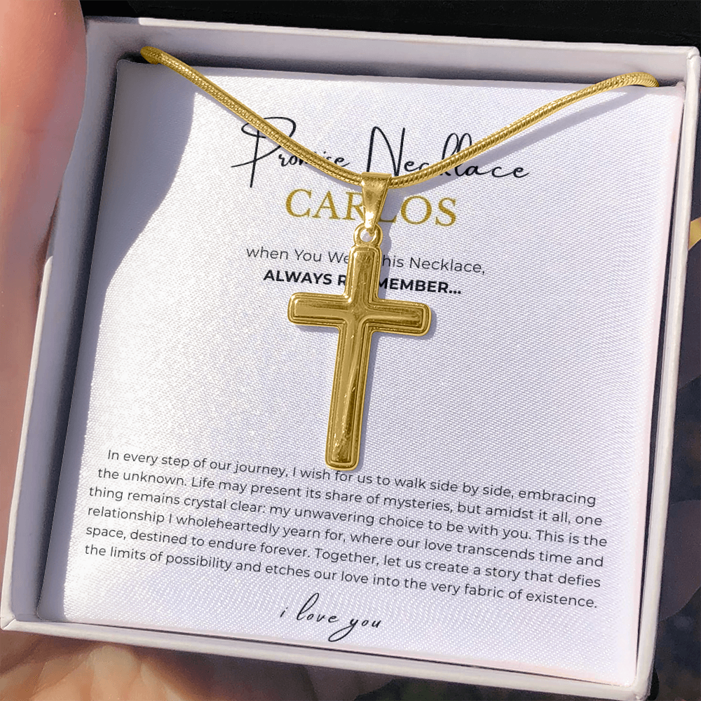 Prosonalized Promise Cross Necklace with Snake Chain
