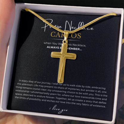 Prosonalized Promise Cross Necklace with Snake Chain