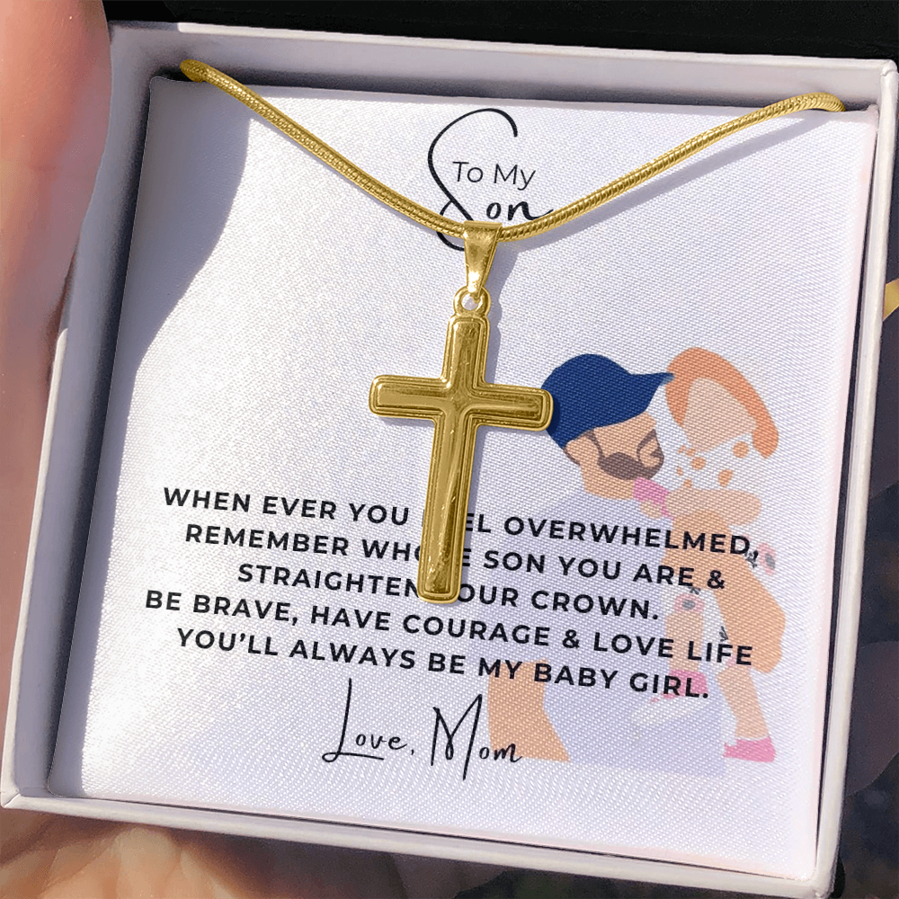 To My Son Artisan Cross Necklace with Snake Chain