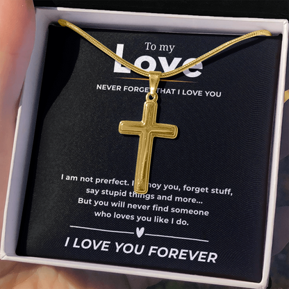 To My Love Artisan Cross Necklace with Snake Chain