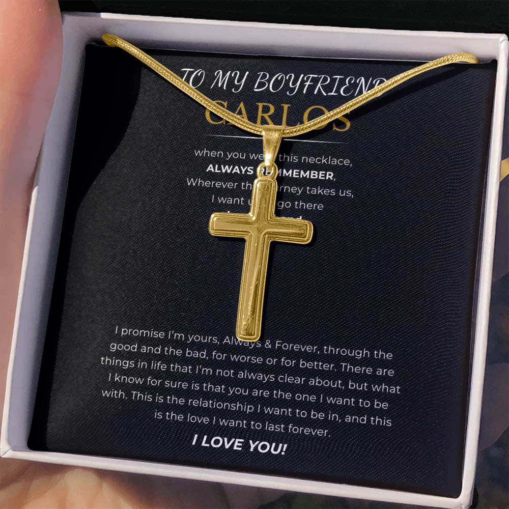 Prosonalized Promise Cross Necklace with Snake Chain