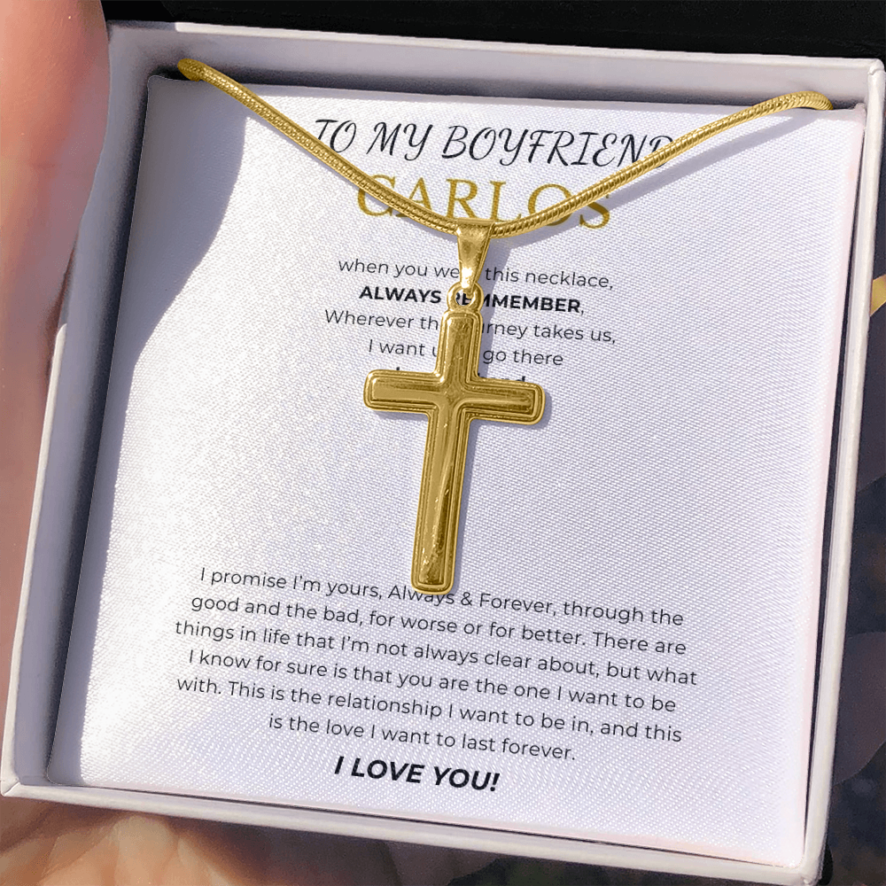 Prosonalized Promise Cross Necklace with Snake Chain