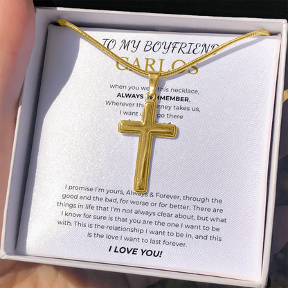 Prosonalized Promise Cross Necklace with Snake Chain