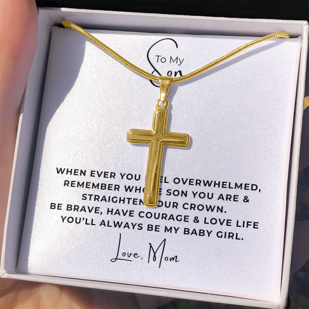 To My Son Artisan Cross Necklace with Snake Chain