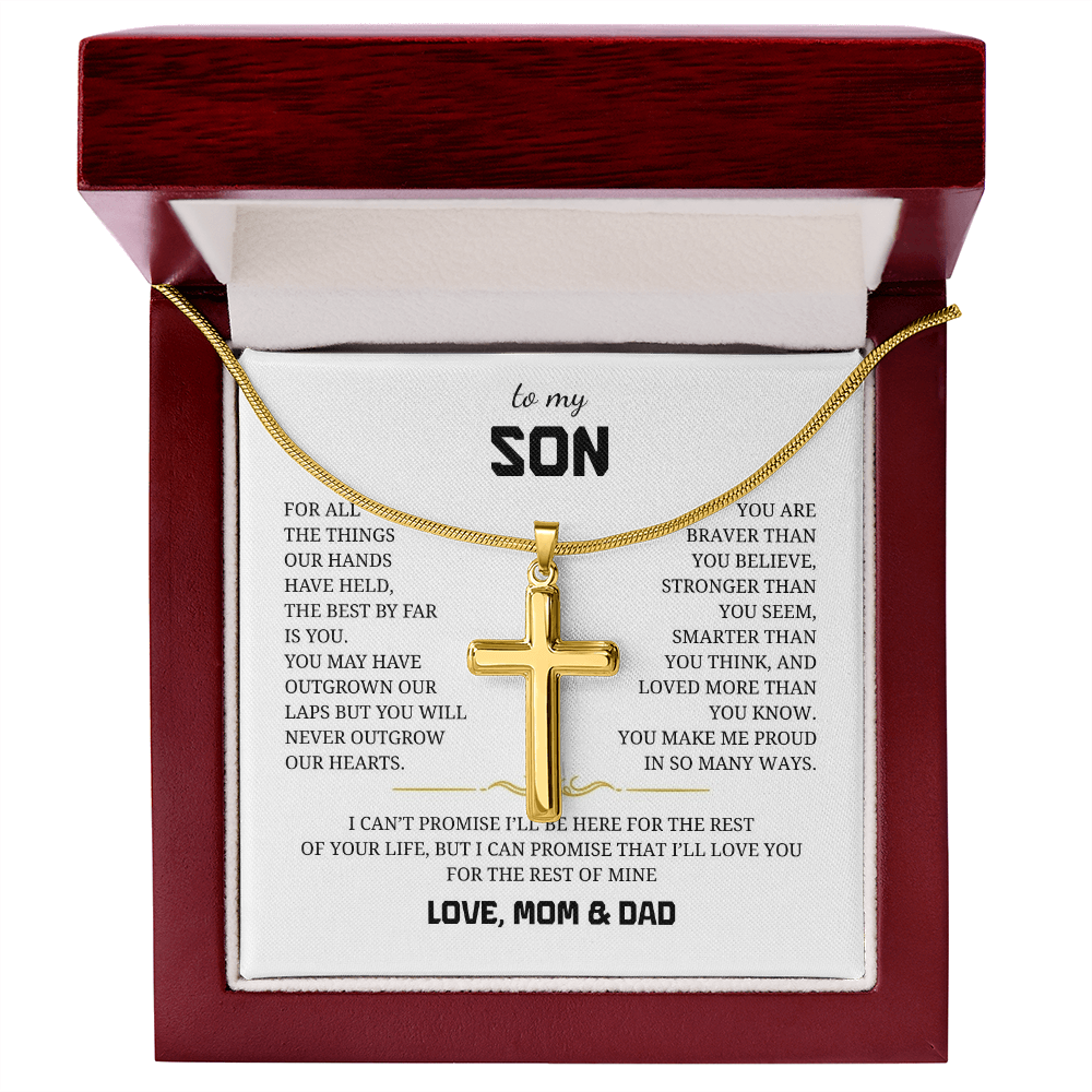 To My Son Artisan Cross Necklace with Snake Chain