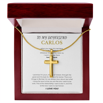 Prosonalized Promise Cross Necklace with Snake Chain