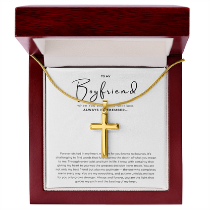 To My Boyfriend Cross Necklace with Snake Chain
