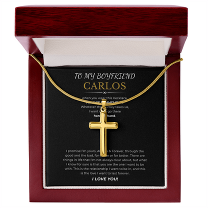 Prosonalized Promise Cross Necklace with Snake Chain